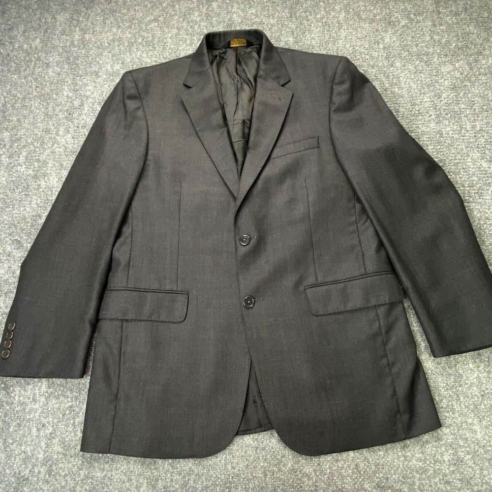Jos A Bank Signature Gold Blazer Mens 40R Black Wool‎ Classic Formal Minimalist